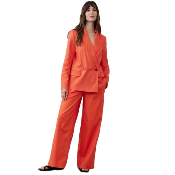 Banana republic, Orange Women's linen blend orange wide leg Suit Set, Size 8 - Picture 1 of 15